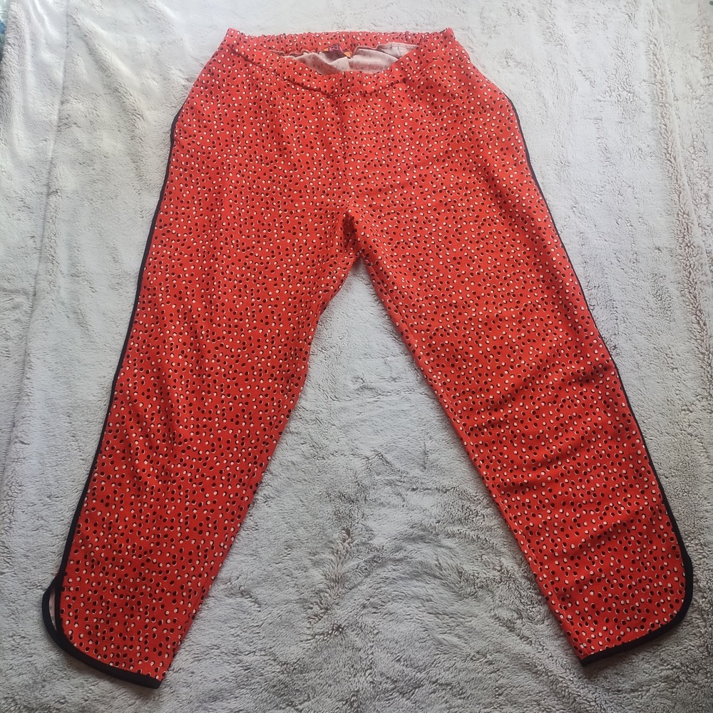 Isle By Melis Kozan Pants Women's XL Orange Black White Dots Funky Resortwear